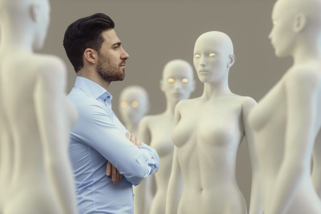 Sexbots - The Ultimate Emotional Anorexia? 1 Futuristic Selection Of Female Cyborgs Aroud Picky Man