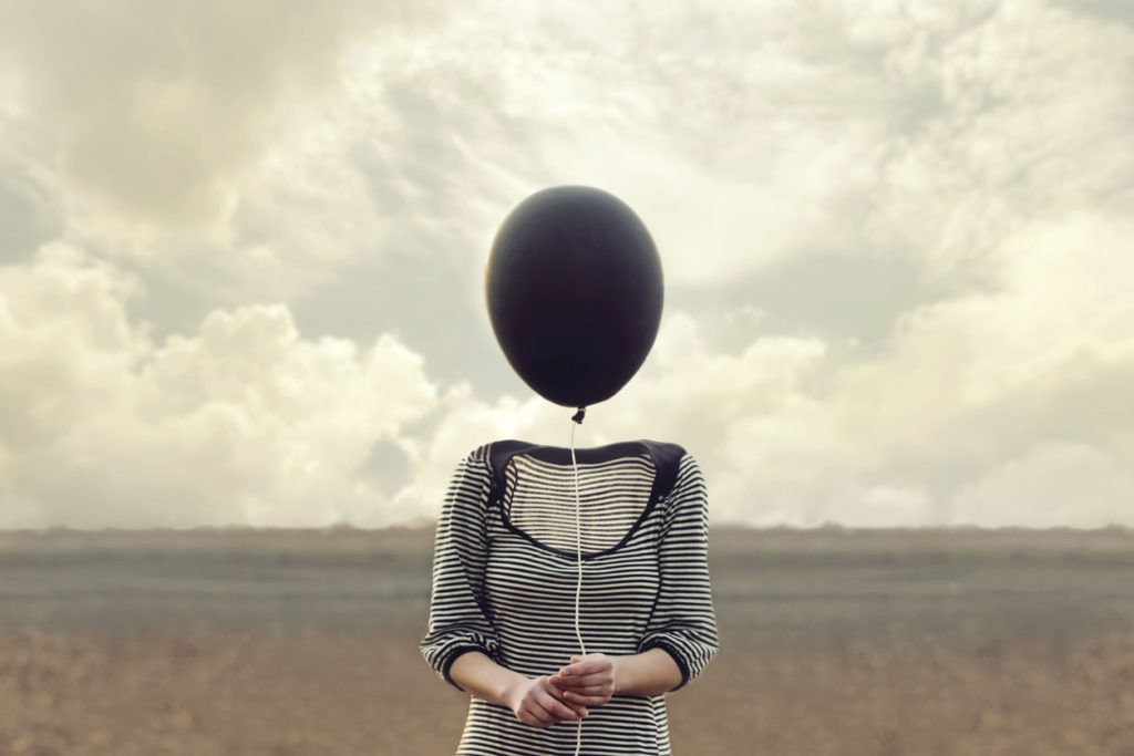 Why Pretending Is Bad For Your Health 1 Woman's Head Replaced By A Black Balloon